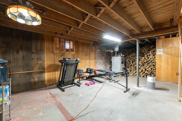 unfinished basement with wood walls