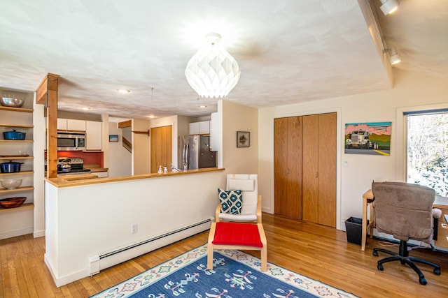 34 Ridge Rd, Jackson, NH 03846 - sitting room featuring a baseboard heating unit, light wood-style floors, and track lighting