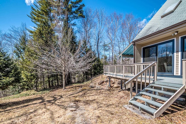 34 Ridge Rd, Jackson, NH 03846 - view of yard with a deck and stairs