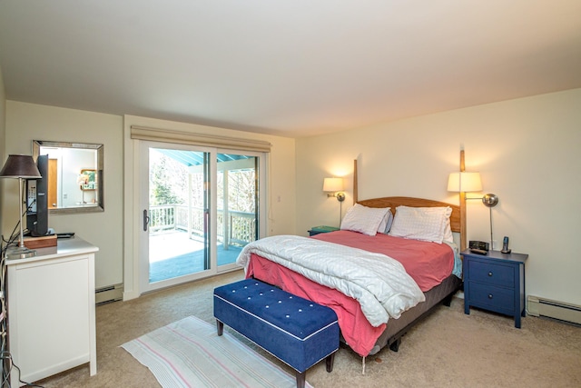34 Ridge Rd, Jackson, NH 03846 - bedroom featuring light colored carpet, a baseboard heating unit, and access to outside