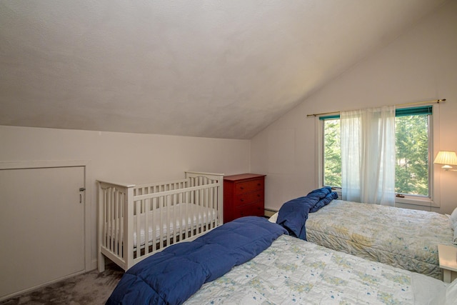 34 Ridge Rd, Jackson, NH 03846 - bedroom with lofted ceiling and carpet floors