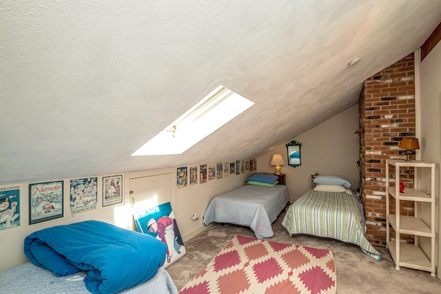 34 Ridge Rd, Jackson, NH 03846 - carpeted bedroom with a skylight, lofted ceiling, and a textured ceiling