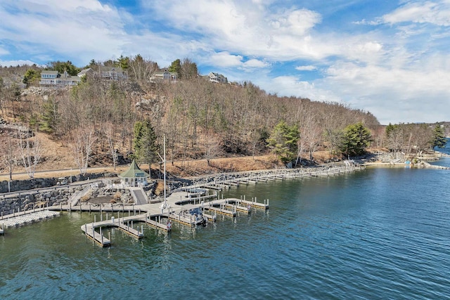 view of dock featuring a water view