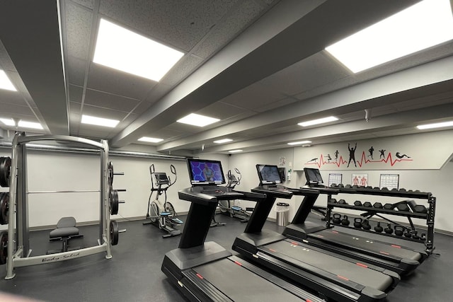 135 E Mountain Rd Unit 1F7, Killington, VT 05751 - workout area with a drop ceiling and baseboards