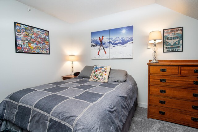 135 E Mountain Rd Unit 1F7, Killington, VT 05751 - carpeted bedroom with lofted ceiling