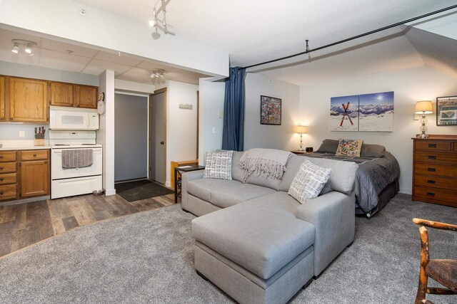 135 E Mountain Rd Unit 1F7, Killington, VT 05751 - living area featuring dark wood finished floors and baseboards