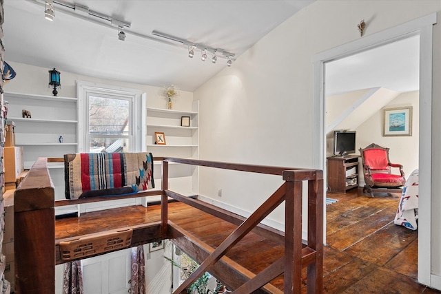 interior space featuring track lighting