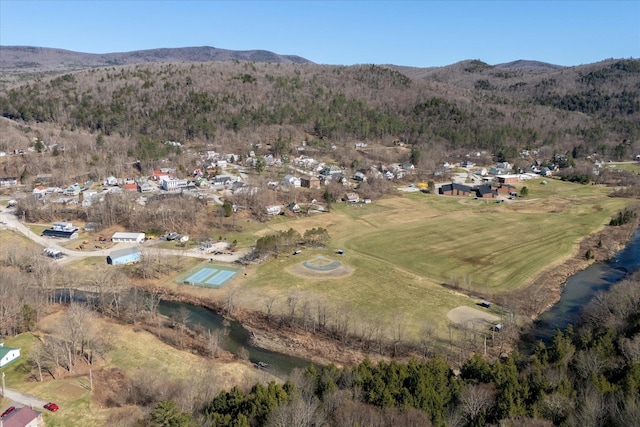 aerial view featuring a mountain view