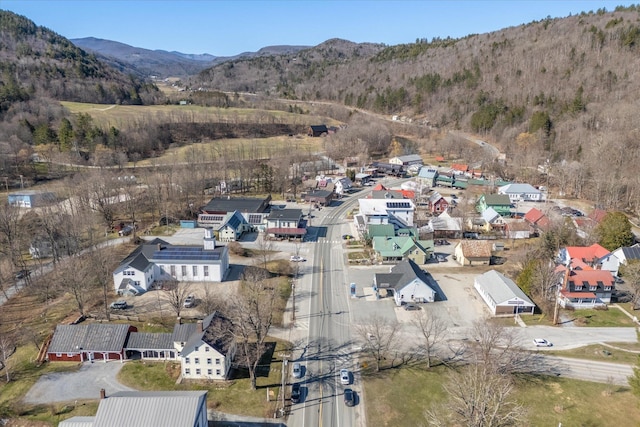 aerial view with a mountain view