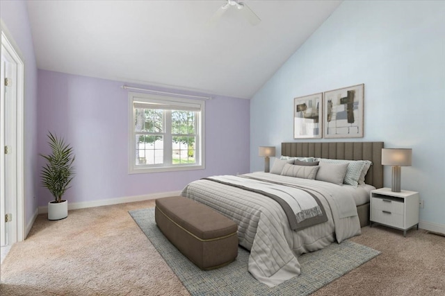 23 Hampton Mdws, Hampton, NH 03842 - bedroom featuring carpet, lofted ceiling, baseboards, and ceiling fan