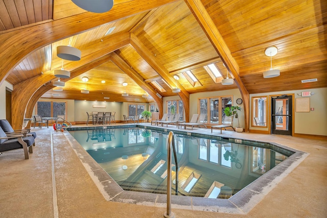 community pool with a skylight