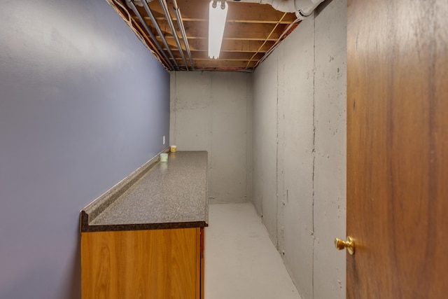 view of unfinished basement