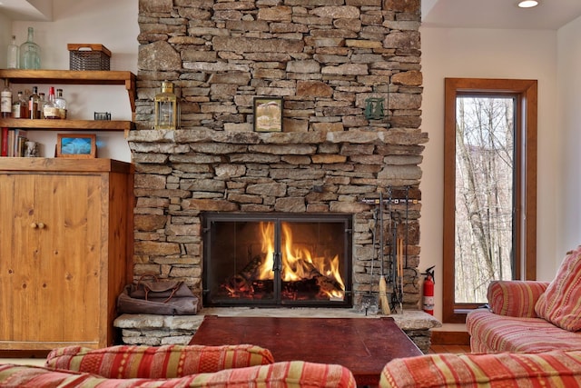78 Coopers Trce, Plymouth, VT 05056 - living area with a fireplace