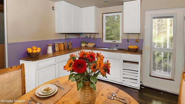 kitchen with white cabinetry