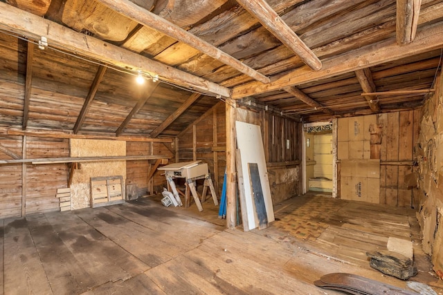 view of unfinished attic