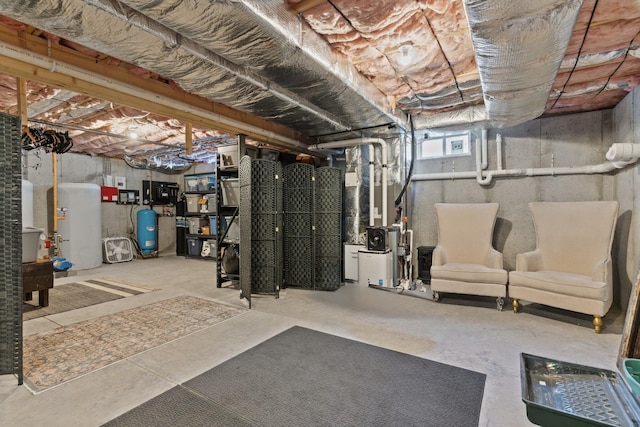 basement with heating unit
