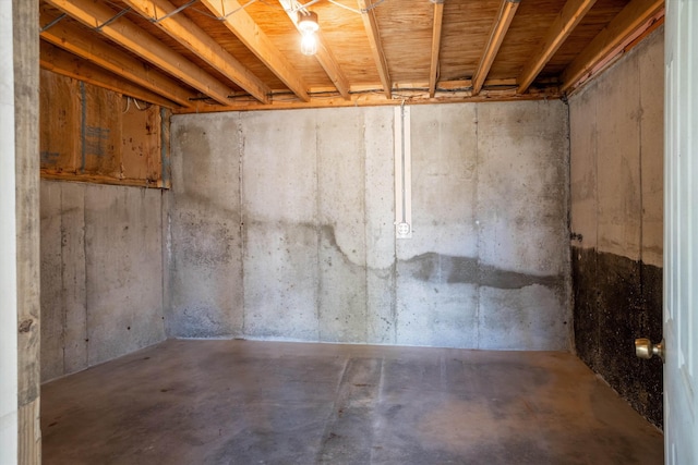 view of unfinished basement