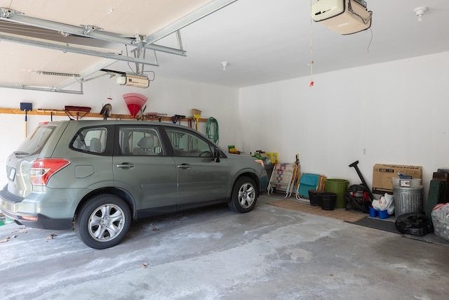 garage with a garage door opener