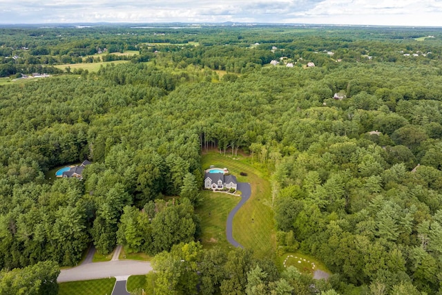 bird's eye view with a view of trees