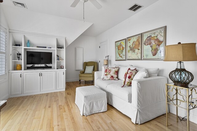 46A River St Unit A, Seabrook, NH 03874 - living room with visible vents, ceiling fan, and light wood-style flooring