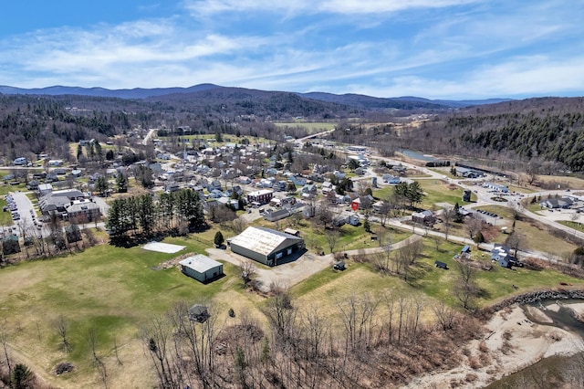 drone / aerial view with a mountain view