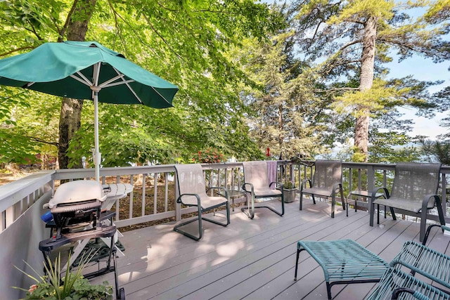 deck with area for grilling