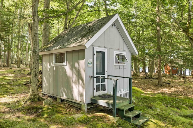 view of shed