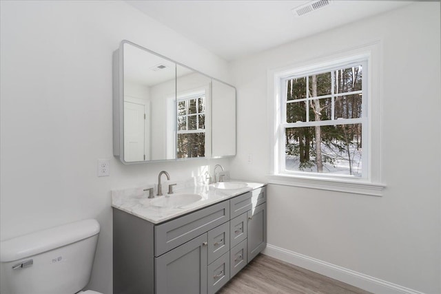 full bath featuring plenty of natural light, a sink, and visible vents