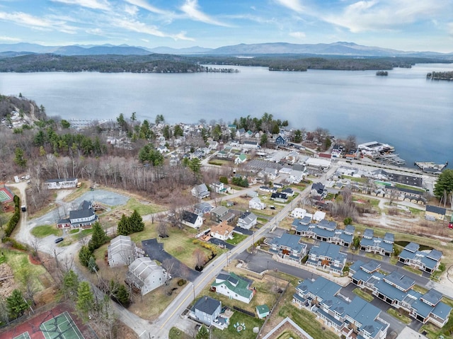 aerial view with a water and mountain view