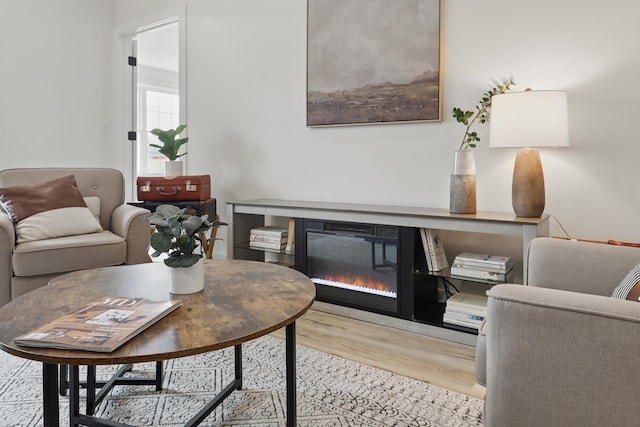 living room with wood finished floors