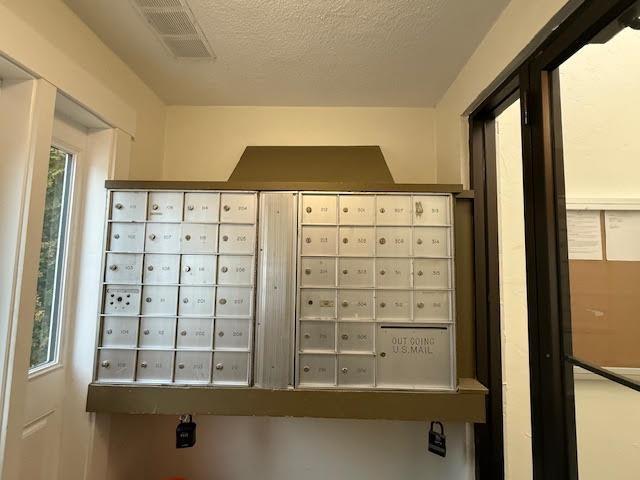 surrounding community with visible vents and mail area