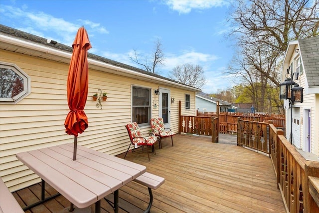 deck featuring fence