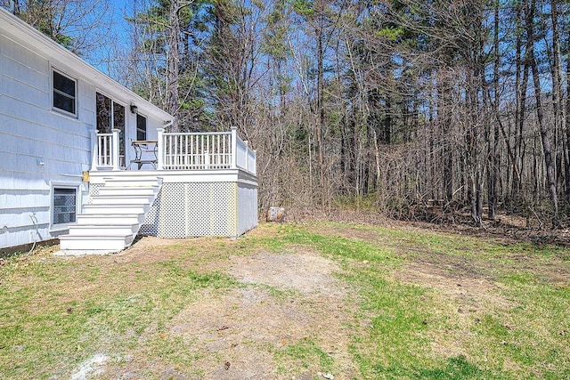 24 Hampton Falls Rd, Exeter, NH 03833 - view of yard with stairway and a wooden deck