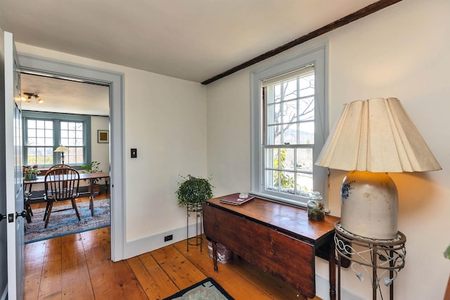 161 Upper Jaffrey Rd, Dublin, NH 03444 - office area with ornamental molding, baseboards, and wood-type flooring