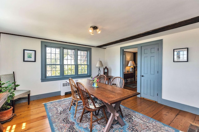 161 Upper Jaffrey Rd, Dublin, NH 03444 - dining room featuring wood-type flooring, baseboards, and radiator heating unit