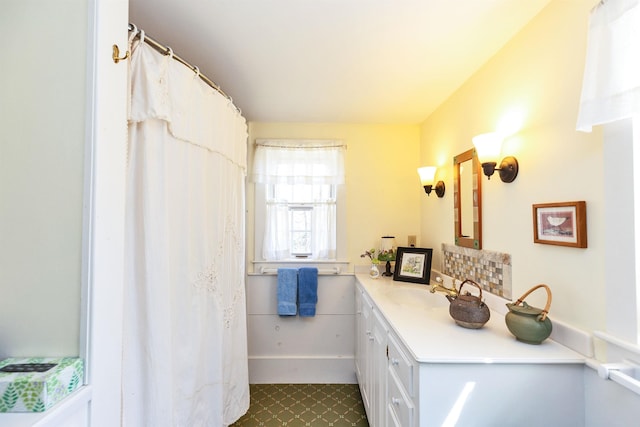 161 Upper Jaffrey Rd, Dublin, NH 03444 - bathroom with vanity, baseboards, and tile patterned floors