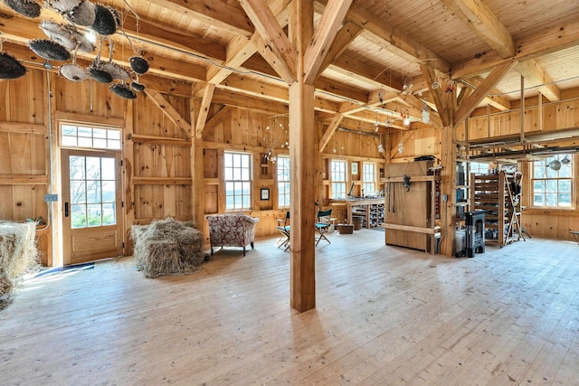 161 Upper Jaffrey Rd, Dublin, NH 03444 - miscellaneous room featuring wood walls, beam ceiling, wood-type flooring, and wood ceiling