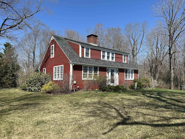 161 Upper Jaffrey Rd, Dublin, NH 03444 - view of front facade featuring a chimney, a front yard, and roof with shingles