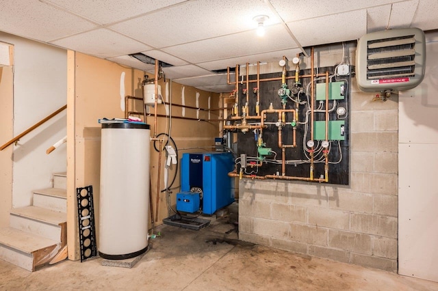 utilities with gas water heater and a heating unit