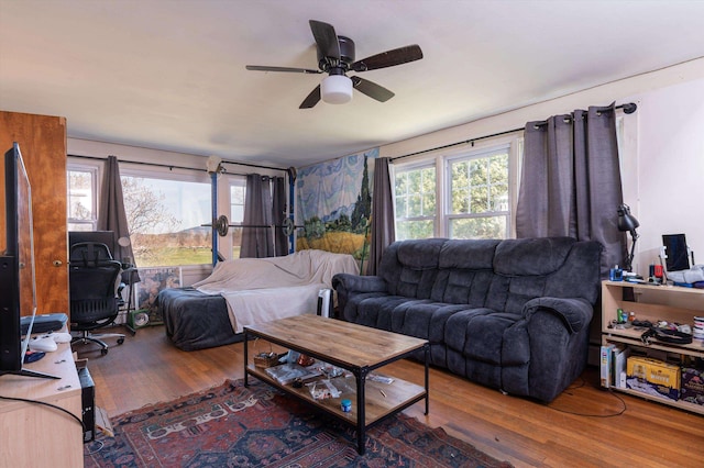 107-109 Baker Rd, Springfield, VT 05156 - living area featuring wood finished floors and a ceiling fan