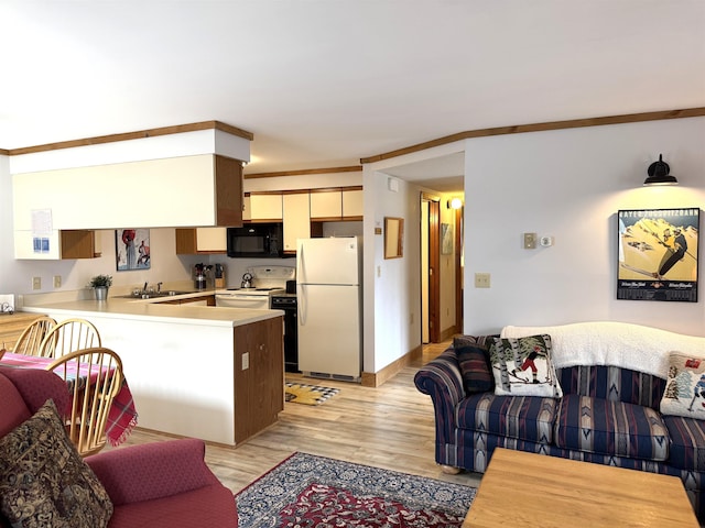 living area featuring light wood-style floors