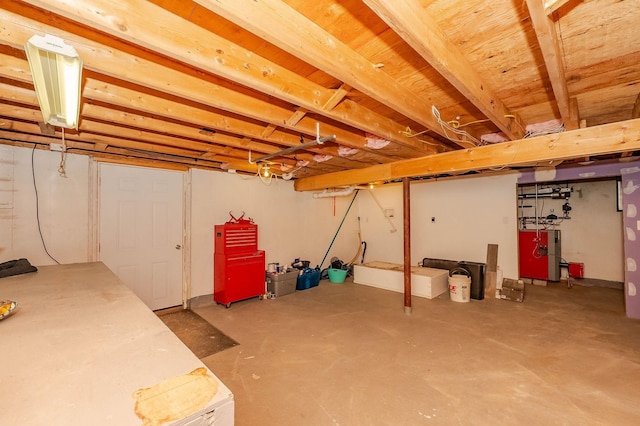 view of unfinished basement