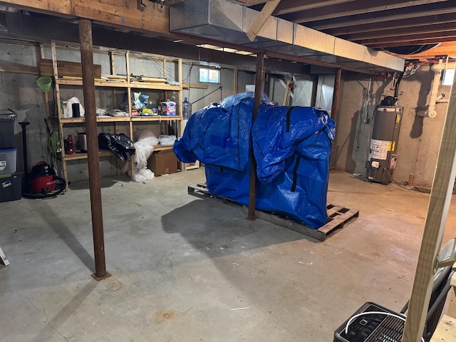basement featuring water heater