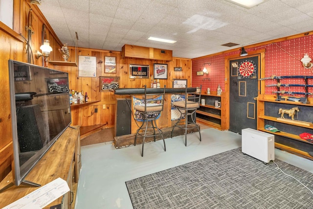 134 Peverly Rd, Northfield, NH 03276 - bar featuring wooden walls and finished concrete flooring