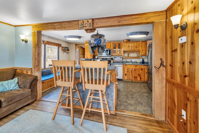 134 Peverly Rd, Northfield, NH 03276 - dining room with crown molding and dark wood finished floors