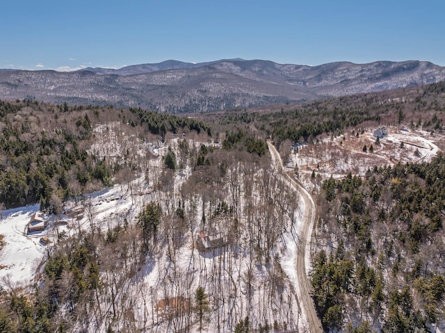 mountain view with a wooded view