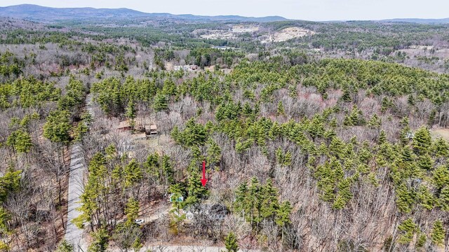 bird's eye view with a mountain view and a forest view