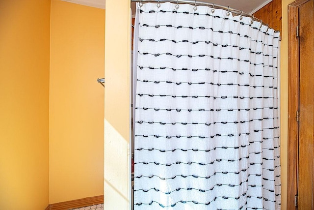 bathroom featuring a shower with curtain