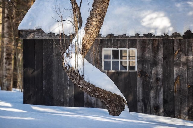view of snow covered property