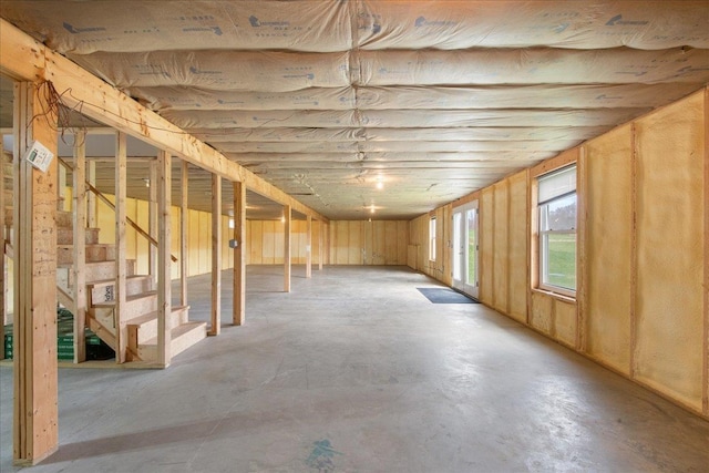 basement featuring stairway